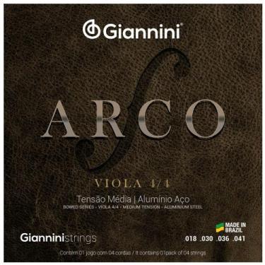 Imagem de Encordoamento Cordas Viola 4/4 Giannini Arco Jogo Completo