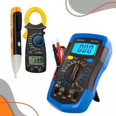 Imagem de KIT Multimetro Digital Portatil + Caneta Medidor Tensão + Alicate Ampe