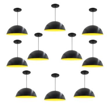 Imagem de Kit 10 Luminária Pendente Meia Lua 50cm Interior Amarelo Com Fiação 11