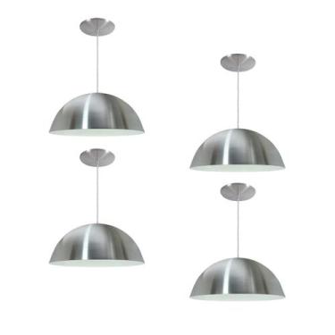 Imagem de Kit 4 Luminária Pendente Meia Lua 50cm Interior Branco Brilho Com Fiaç