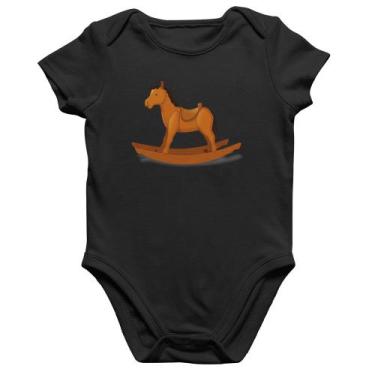 Imagem de Body Bebê Algodão Cavalinho De Pau - Foca na Moda, Preto, G