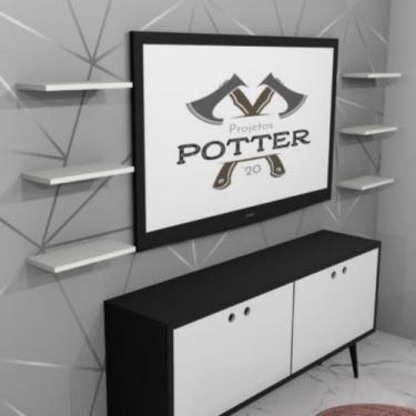 Imagem de Prateleiras de Parede kit 4 Peças Decora MDF Branco  - Projeto Potter