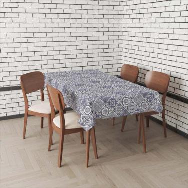 Imagem de Toalha De Mesa Retangular Impermeavel Termica Estampa Azulejo Azul - V