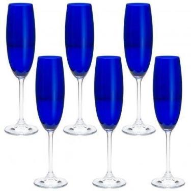 Imagem de Cj 6 taças cristal p/champagne cobalto 220ml 35039 - ROJEMAC