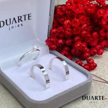 Imagem de Par de Alianças para Namoro em prata 950 - 3mm  Ariel  - Duarte Joias