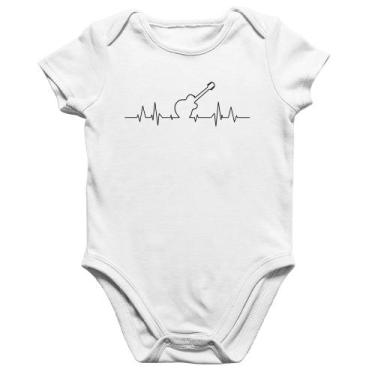Imagem de Body Bebê Algodão Violão Batimentos Cardíacos - Foca na Moda, Branco, 