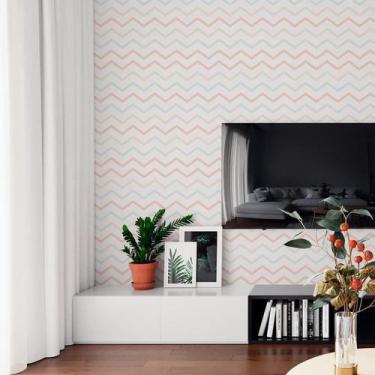 Imagem de Papel De Parede Adesivo Chevron Rosa Cinza N06215 0,58X3,00M - Adesivo