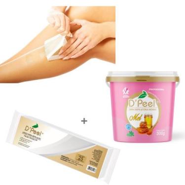 Imagem de Cera Depilar Dpeel Mel 300g Profissional + 1 PACOTE Lenço TNT- 25 unid