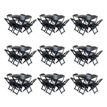 Imagem de Kit 9 Jogos de Mesa Dobravel com 6 Cadeiras de Madeira 120x70 para Res