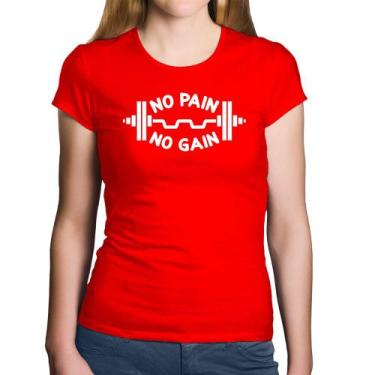 Imagem de Baby Look Algodão No Pain No Gain - Foca na Moda, Vermelho, G