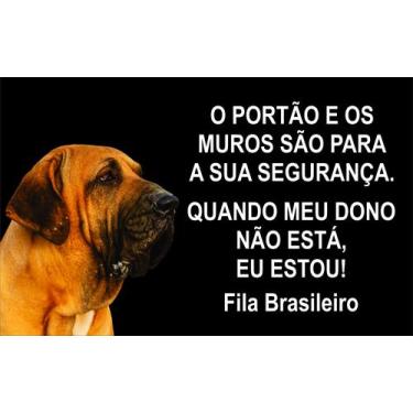 Imagem de Placa Identificação Cão Bravo Cuidado Fila branca - Ciruvix, Branca