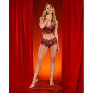 Imagem de Conjunto Lingerie Slim Apaixonante Em Renda Bicolor de Poliamida - Tom