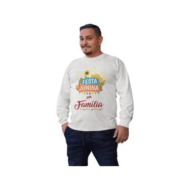 Imagem de Camiseta manga longa blusa de frio Arraiá festa junina em familia Bran