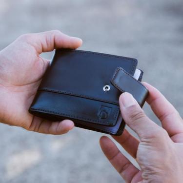 Imagem de Carteira Masculina Couro RFID Divisórias RG CNH Porta Moedas - Kraus, 