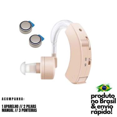 Imagem de Aparelho Auditivo Surdez Ouvido Leve Digital Individual Bege Potente -