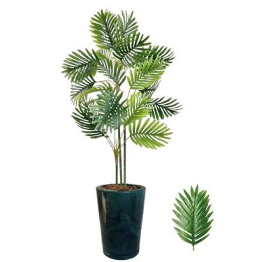 Imagem de Palmeira Planta Artificial 3 Troncos Com Vaso Marmorizado - FlorImp