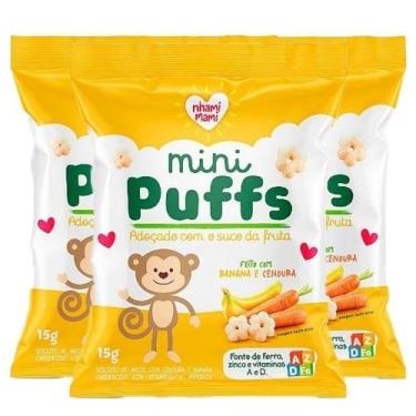 Imagem de Biscoito de Arroz Mini Puffs Banana e Cenoura Zero Glúten, Integral Nh
