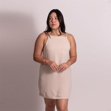 Imagem de vestido basico casual crepe costas abertas tecido duna alcinha regulav