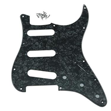 Imagem de Dopro Captadores de bobina única vintage de 11 furos 62 Strat ST SSS Placa de raspar de guitarra com parafusos para American FD 62 Stratocaster Black Pearl