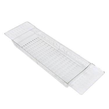 Imagem de Bandeja de Banheira, Bandeja de Banho Expansível para Banheira, Bandeja de Plástico para Banheira, Prateleira de Banho de Drenagem Bandeja de Caddy para Livro, Vinho, Telefone