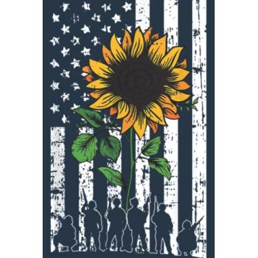 Imagem de American Flag Sunflower US Military Veteran Patriotic s: Study Notebook, 6 x 9 inches, 120 pages