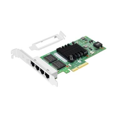 Imagem de Buacoz Placa de rede Gigabit PCIe X4 de quatro portas, com portas Intel I350-T4 RJ45 LAN NIC Card Server 1000M PCI Express Ethernet adaptador compatível com Windows/Windows Server/Linux/Freebsd/VMware
