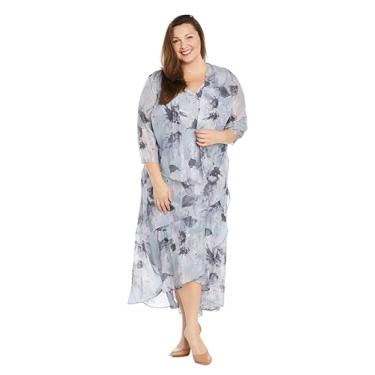 Imagem de R&M Richards Vestido maxi feminino com estampa floral, Cinza, 54