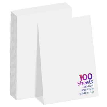 Imagem de Cartolina branca 21 x 27 cm - Papel cartolina grossa 100 folhas, 230 g/m2 (capa de 38 kg) - Cartolina branca perfeita para impressão, projetos DIY, convites, álbuns, desenhos e artesanato