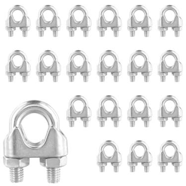 Imagem de HOIGON Pacote com 20 braçadeiras de corda de fio M10 de 3/8 polegadas, clipe de corda de aço inoxidável 304, fixador de sela de parafuso em U para cabo de fio 3/8 tirolesa