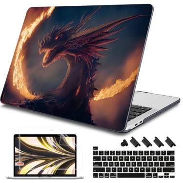 Imagem de Tuiklol Capa para MacBook Pro 2022 13 polegadas M2 Clip, versão 2021 2020 M1 A2338 A2289 A2251, capa rígida para MacBook Pro 13,3 polegadas com Touch Bar serve para Touch ID e tela retina, Fire Dragon