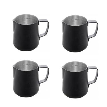 Imagem de Genérico, Leiteira Chaleira Bule Medidor Inox Preto Cafeteria Bar 4un