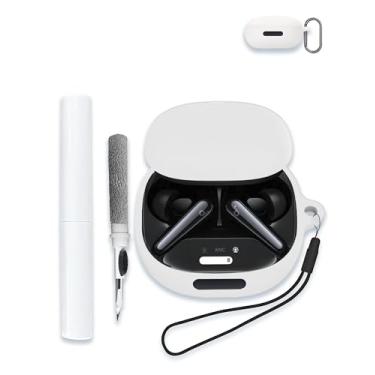 Imagem de Capa para Soundcore Liberty 4 Pro da Anker, fones de ouvido sem fio com cancelamento de ruído, capa protetora de silicone macio WUNIAK portátil resistente a arranhões com kit de limpeza, mosquetão e