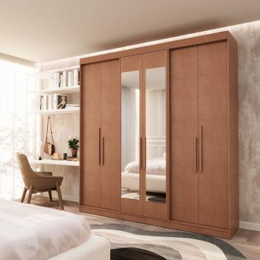 Imagem de Guarda Roupa Casal 6 Portas Lugano com Espelho Mdf Carvalho Vermontt