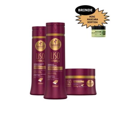Imagem de Kit Haskell Liso Com Força Shamp Cond Masc 300ml Mimo