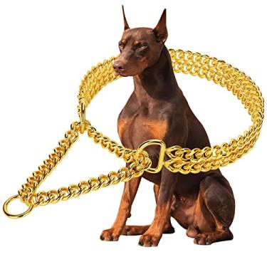 Imagem de Coleira de adestramento para cães, coleiras enforcadoras para cães, coleiras de ouro 18 K, coleira de ouro para cães pequenos, médios e grandes