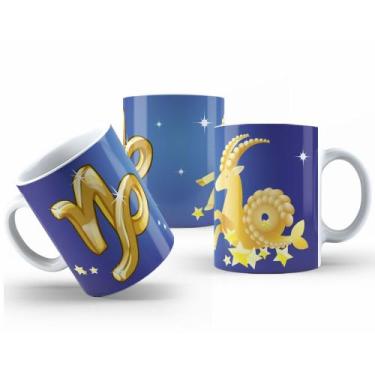 Imagem de Caneca de Cerâmica com Design Astrológico Dourado 325ml - Mecolour