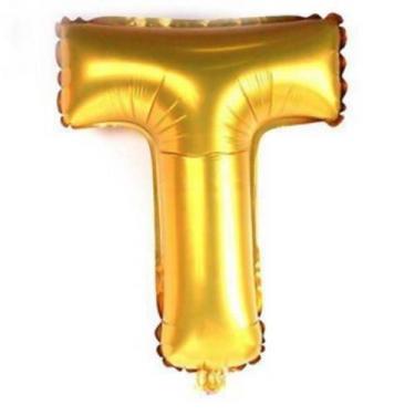 Imagem de Bexiga Balão Metalizado 16 Polegadas 40cm Dourado Letra T - PB Festas