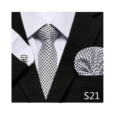 Imagem de Conjunto de Abotoaduras e Gravata Xadrez Vermelha para Homens - Ideal 