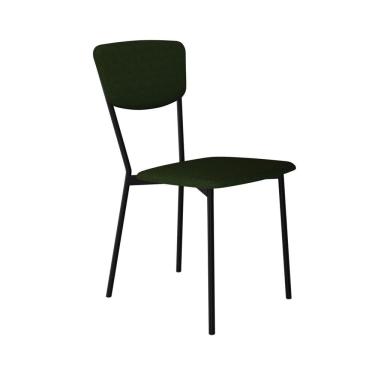 Imagem de Cadeira Fixa Estofada Vintage Retrô Verde Musgo/Preto Fosco