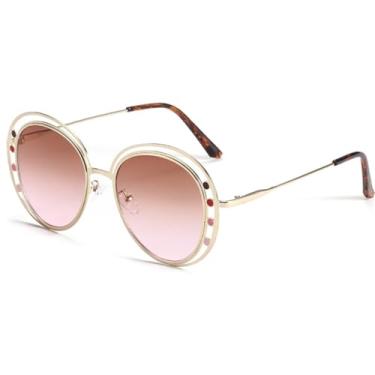 Imagem de HPIRME Óculos de sol ovais grandes com armação masculina e feminina, óculos de grau UV400, rosa chá, tamanho único