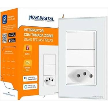 Imagem de Interruptor Inteligente Tomada Zigbee 2 teclas NovaDigital
