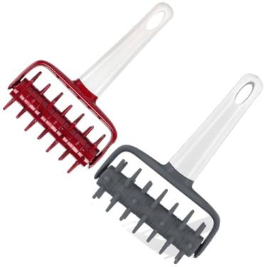 Imagem de pontas de rolo de pizza de plástico evitam bolhas de ar e incluem uma crosta uniforme para cozinhar, rolo de massa de pastelaria para cozinhar, pão Caseiro, esposa (Azul + Vermelho)