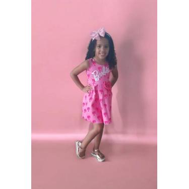 Imagem de Vestido Malha Infantil Rosa Festa Aniversario Tema Barbie - Anali Conf