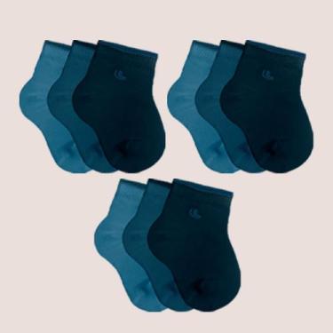 Imagem de Kit 9 Pares Meias Lupo Masculina Feminina Básica Infantil, 0 a 4 Meses