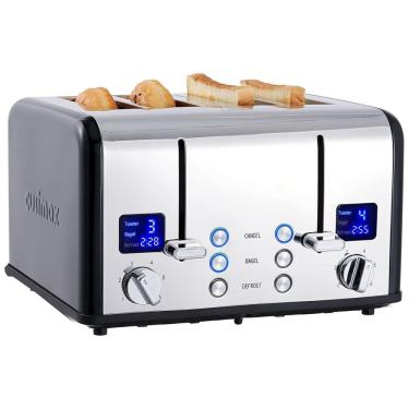 Imagem de Torradeira Elétrica 4 Fatias com 6 Níveis Tostagem de Aço Inoxidável com Tela LCD, 110v, CUSIMAX, Prateado
