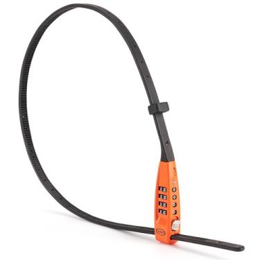 Imagem de CXWXC Fecho de amarrar com zíper - Cadeados de cabo combo de 4 dígitos para capacete, skate, esqui, snowboard, carrinho de bebê e armário - Ideal para segurança leve (laranja, 70 cm)