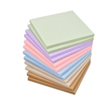 Imagem de Valtiner Notas adesivas 7,6 cm x 7,6 cm, 6 cores sortidas autoadesivas, 12 blocos, 50 folhas/bloco total de 600 folhas, fácil de colocar para escola, escritório, acessórios de mesa, suprimentos de