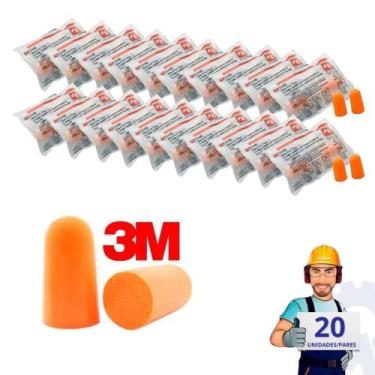 Imagem de Kit 20 Pares Protetor Auricular 3M Espuma Protetor Ouvidos Abafador