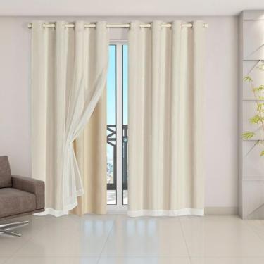 Imagem de Cortina Blackout PVC Com Voil Tecido Liso - 2,80x2,30 - Veda Luz Com I