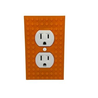 Imagem de Designz3D Placa de parede de tijolos, capa de tomada elétrica para quarto infantil, sala de jogos, 1 gangue (laranja)